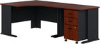 Bush Business Furniture Series A 48W Corner Desk with 36W Return and Mobile File Cabinet in Hansen Cherry and Galaxy