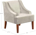 Mid Century Modern Accent Chair Wingback Living Room Chair Comfy Upholstered Scooped Armchair Fabric Side Chair with Wood Legs for Small Space, Bedroom, Apartment, Office, Waiting Room (Light Gray)