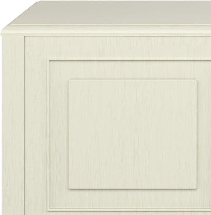 SIMPLIHOME Connaught Entryway Storage Bench - 51 inch Wide Solid Wood Storage Trunk Seat in Antique White, Traditional Bench for Entryway or Living Room with Lift-Up Lid and Decorative Moulding