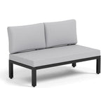 MFSTUDIO 2 Seat Patio Furniture Set,Outdoor Metal Frame Patio Sectional Sofa Conversation Set with Removable Cushion for Backyard,Garden