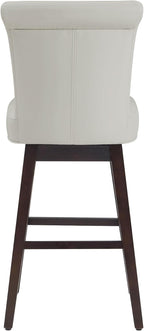 CHITA 30 Inch Counter Height Swivel Bar Stools Set of 2, FSC Certified Modern Upholstered Faux Leather Swivel Barstool Chairs with Back, Creamy Grey