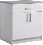 Prepac Elite 36" Tall Storage Cabinet with Doors and Shelves, Multipurpose Garage Cabinet with Large Drawer and Adjustable Shelf, Open Back Storage Furniture for Kitchen, Laundry Room, Garage, White