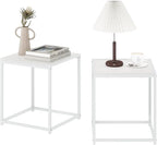 Furinno CAMNUS Side Table Set of 2, Metal Frame End Table, Night Stand, Bedside Table, for Living Room, Bedroom, Solid White
