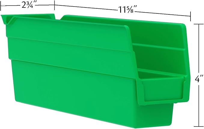 Akro-Mils 30110 Plastic Shelf Bins, Heavy Duty Storage Bins for Garage, Closet, and Drawer Organization, 12-Inch x 3-Inch x 4-Inch, Red, 24-Pack