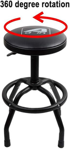 PONO 300-Pound Adjustable Height Bar Stool, Pneumatic Swivel Bar Stool, 360 Degree Swivel, Heavy Duty Steel Frame Stool Perfect for Home, Bar, Garage and Shop, Black