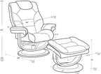Pemberly Row Leather Swivel Recliner with Ottoman in Gray, Manual Recliner Chair for Living Room Comfort
