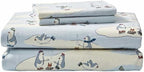 Eddie Bauer - Full Sheets, Cotton Flannel Bedding Set, Brushed For Extra Softness, Cozy Home Decor (Skating Penguin, Full)