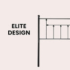 Victorian Metal Headboards, Adjustable Height Iron Frame, Rustic Farmhouse Style, Elegant and Durable Design, Easy Assembly, Universal Fit for Kids & Adults, Queen Size, Black Finish
