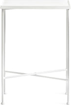 Kate and Laurel Sanzo Transitional Metal Skinny Side Table, 17 x 9 x 24, White, Rectangular Slim Bedroom Nightstand with Hammered Tabletop for Use as Bedside Accent or Living Room End Table