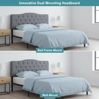 Naomi Home Cassandra Queen Tufted Headboard, Upholstered in Durable Linen Fabric – Premium Foam Cushioning, Adjustable Height, Floating Wall or Bed Frame Mount, Compatible with Adjustable Beds