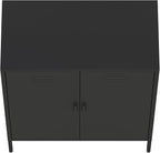 Manhattan Comfort Naomi Modern Metal Accent Cabinet, Minimalist Storage Cabinet with Doors & Adjustable Shelves, Vented Doors, Sturdy Steel Build, Versatile & Multi-Purpose Home Furniture, Black