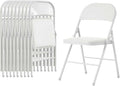 10 Pack Folding Chairs with Padded Cushion and Back, White Portable Heavy Duty Metal Frame Commercial Seat with 330-LBS Capacity for Indoor Outdoor Office Party Events Kitchen Wedding