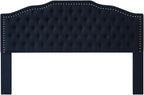 24KF Upholstered Button Tufted King Size Headboard with Nailhead Trim, Elegant Boucle Fabric California King headboard, 6031-K-Boucle-Navy