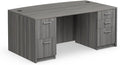 NBF at Work Bowfront Executive Office Desk - Durable Laminate Computer Desk with Two Drawers - Modern Desk with Storage and File Cabinet - Work Desk for Home (71" W, Gray)