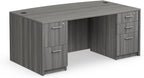 NBF at Work Bowfront Executive Office Desk - Durable Laminate Computer Desk with Two Drawers - Modern Desk with Storage and File Cabinet - Work Desk for Home (71" W, Gray)
