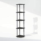 Furinno Turn-N-Tube Corner Shelf, 5-Tier Corner Display Rack, Shelving Unit, for Organization and Storage, Living Room, Home Office, Garage, Bedroom, Black