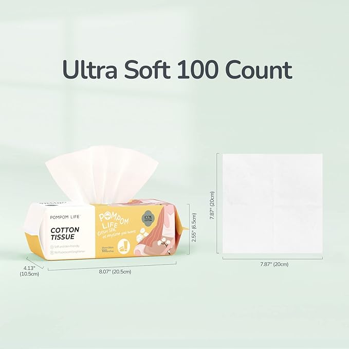 Disposable Face Towel 100 Cont,7.9"X7.9"Clean Face Towelettes for Washing Face, 100% Cotton Soft Dry Wipe, Biodegradable Face Towels & Facial Tissuel Travel Size for Cleaning,Makeup Removal