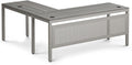 NBF at Work Reversible L Shaped Executive Office Desk - Durable Gray Laminate Computer Desk with Steel Frame - Modern Desk with 3 Grommet Holes - 60" W x 60" D Office Work Desk (Gray)