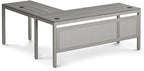 NBF at Work Reversible L Shaped Executive Office Desk - Durable Gray Laminate Computer Desk with Steel Frame - Modern Desk with 3 Grommet Holes - 60" W x 60" D Office Work Desk (Gray)