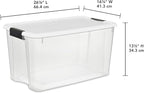 Sterilite 8 Pack Ultra Latching Box, Storage Bins with Lids, Clear Plastic, 70 Quart - Heavy-Duty Organizing Containers for Closet, Bathroom, and Office