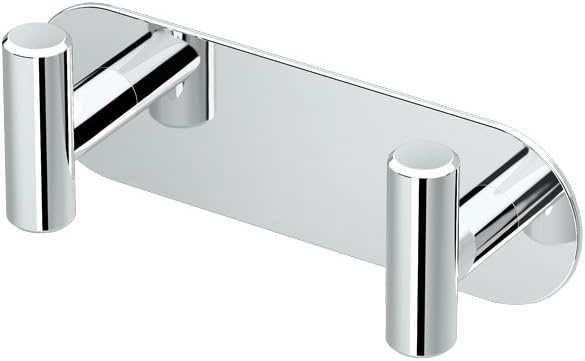 Gatco 1291 Modern Decor Wall Hook. Coat Hat Towel Robe Hook. For Entryway, Living, Kitchen, Bedroom, Bathroom. 2-hook. Chrome on Premium Brass.