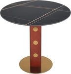 Sintered Stone Office Table and Chair Set - 33.5" Round Table for Small Offices (Red Leg and Black Top, 1 Table and 4 Chairs)