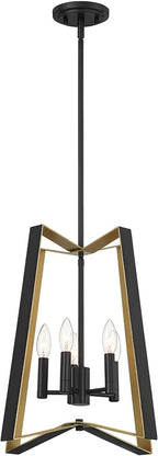 Possini Euro Design Clara 16" Modern Pendant Chandelier Ceiling Light Fixture Dining Room Over Table Kitchen Island Foyer Hanging 4-Light Black Gold Finish Hallway Entryway Living Room Indoor Office
