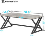 LVB 70.8" Long Office Desk, Modern Large Wood Metal Computer Desk, Industrial Double Workstation Desks for Two People, Rustic PC Executive Work Study Writing Computer Table for Home, Light Grey Oak