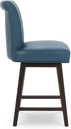 CHITA 26 Inch Counter Height Swivel Bar Stools Set of 2, FSC Certified Modern Upholstered Faux Leather Swivel Barstool Chair with Back, Blue