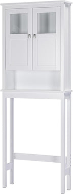 Spirich Bathroom Cabinet Over Toilet, Bathroom Storage Cabinet with Glass Doors and Adjustable Shelves, Over The Toilet Storage Cabinet, White