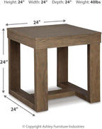 Signature Design by Ashley Cariton Contemporary Oversized Square End Table, Grayish Brown
