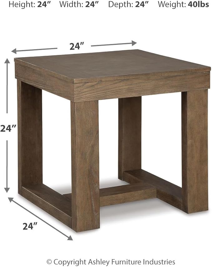 Signature Design by Ashley Cariton Contemporary Oversized Square End Table, Grayish Brown