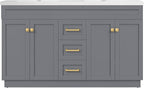 60 Inch Bathroom Vanity with Sink in Grey, Undermount Double Sinks, Solid Wood Bathroom Storage Cabinet,4 Soft Closing Doors, 3 Full Extension Drawers,Painted Surface