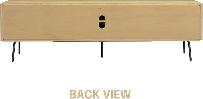 NTC Veil TV Stand with 4 Doors for TVs up to 75’’, Media Console with Vertical Groove Design and Metal Legs, Modern Entertainment Center for Living Room and Bedroom, Effortless Assembly, Sand