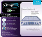 Beautyrest Hi-Loft Twin Size Air Mattress with Vertical Beam Construction, Edge Support, External Pump and Puncture Resistant Vinyl for Guests and Camping