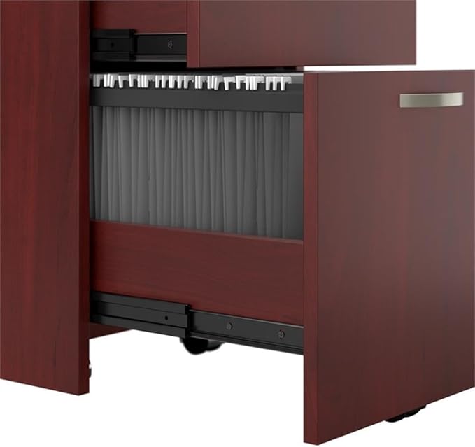 Bush Furniture BSHWC3649403STGK Hansen Cherry 65W x 65D L-Workstation with Storage and Accessory Kit
