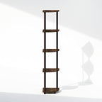 Furinno Turn-N-Tube Corner Shelf, 5-Tier Corner Display Rack, Shelving Unit, for Organization and Storage, Living Room, Home Office, Garage, Bedroom, Walnut