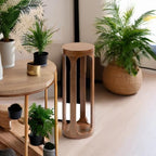 Kate and Laurel Dahl Wooden Round Drink Table; 8 x 23; Walnut Brown; Mid-Century Modern Circle Wood Accent Pedestal Table for Living Room Plant Stand or Small Bedroom Nightstand