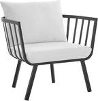 Modway Riverside Outdoor Furniture, Two Armchairs, Gray White