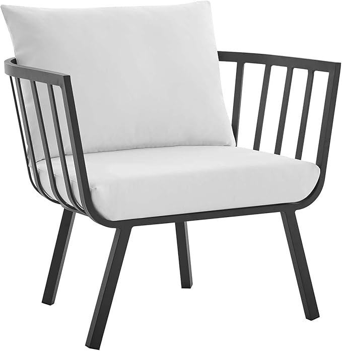 Modway Riverside Outdoor Furniture, Two Armchairs, Gray White