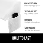 GORILLA GRIP Patent Pending King Bed Wedge Pillow Headboard Gap Filler, US Designed, Comfortable Supportive High Density Foam Pillows, Stay in Place Gripping Dots, Wedges Between Mattress, White