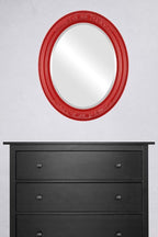 OVALCREST Oval Beveled Wall Mirror for Home Decor - Florence Style - Holiday Red - 28" x 22"