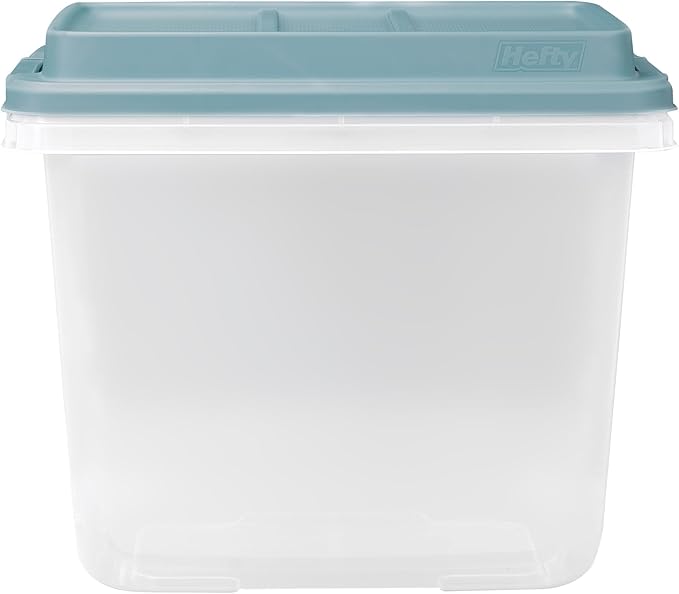 Hefty 6 Pack 32 Quart Lift Off Stackable Plastic Storage Bin and Lid, Smoke Blue
