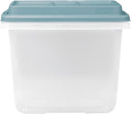 Hefty 6 Pack 32 Quart Lift Off Stackable Plastic Storage Bin and Lid, Smoke Blue