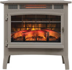 duraflame Freestanding Electric Fireplace Stove Heater with 3D Flame Effect for 1,000 Sq. Ft. Room, French Gray