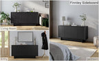Prepac Finnley 61.5" Wide Sideboard Cabinet, Wood Entryway Sideboard with 2 Adjustable Shelves, Dining Room Buffet with 4 Doors, Living Room Accent Cabinet for Storage and Decorations, Black Oak