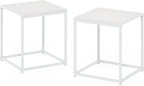 Furinno CAMNUS Side Table Set of 2, Metal Frame End Table, Night Stand, Bedside Table, for Living Room, Bedroom, Solid White