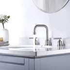 WOWOW Brushed Nickel Bathroom Faucet: Widespread Bathroom Sink Faucet Set 3 Hole with Pop-up Drain and Supply Lines, 8 Inch Vanity Faucet 3 Pieces Basin Tap 2 Handle Modern (2 Pack)