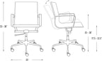 Laura Davidson Furniture SOHO II Ribbed Office Chair - Mid Back Desk Chair, Ergonomically Designed with Arm Rest & Swivel, Made of Faux Leather, Dark Brown, Computer Chair