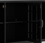 SIMPLIHOME Connaught Solid Wood 60 inch Wide Traditional Wide Storage Cabinet Buffet in Black for The Living Room, Entryway and Family Room